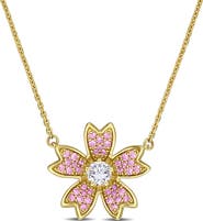 Julianna B. Lab Grown Diamond & Pink Sapphire Flower Necklace
