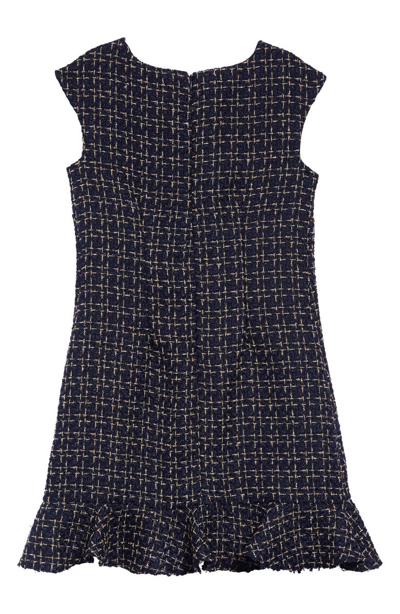 David Charles Tweed Ruffle Hem Dress, Alternate, color, 