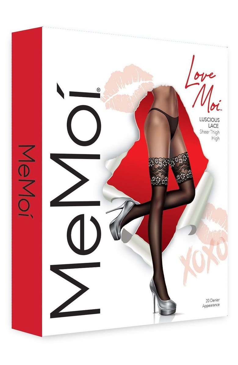 MeMoi French Lace Thigh High Stockings, Alternate, color, Black