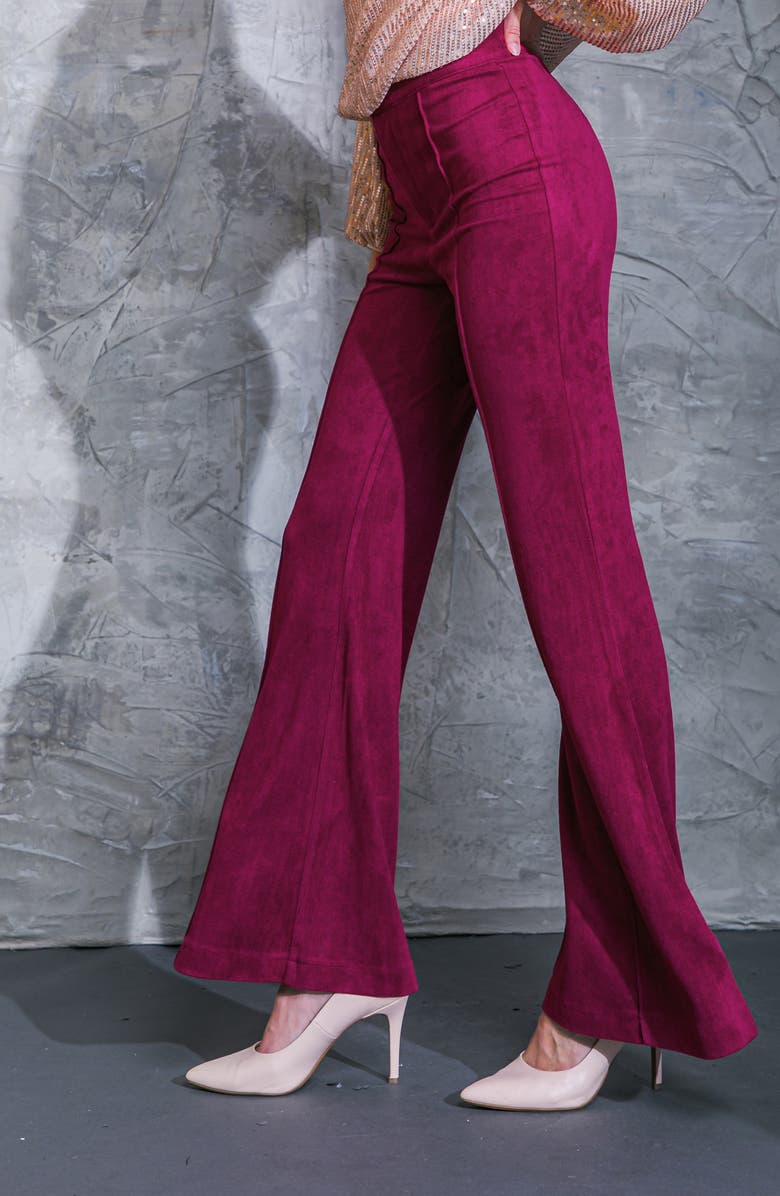FLYING TOMATO Faux Suede Flare Pants, Alternate, color, Magenta