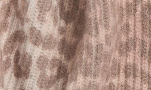 Ganni Leopard Wool Blend Knit Scarf In Multi