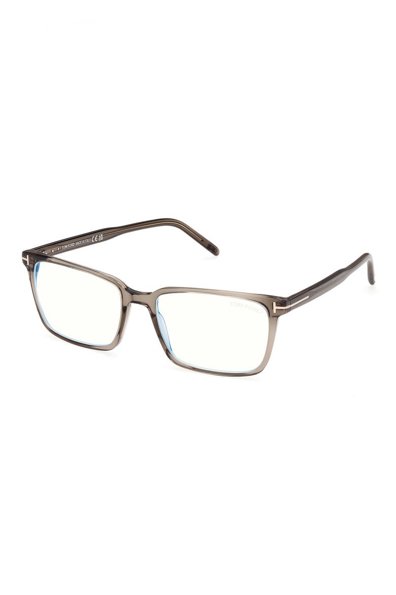 55mm Rectangular Blue Light Blocking Glasses, Alternate, color, SHINY DARK BROWN BLUE BLOCK L