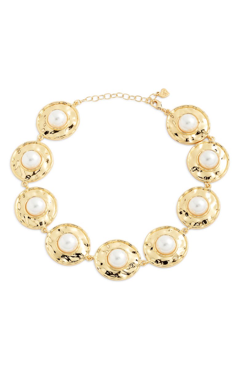 FRASIER STERLING Athens Faux Pearl Necklace, Main, color, Gold