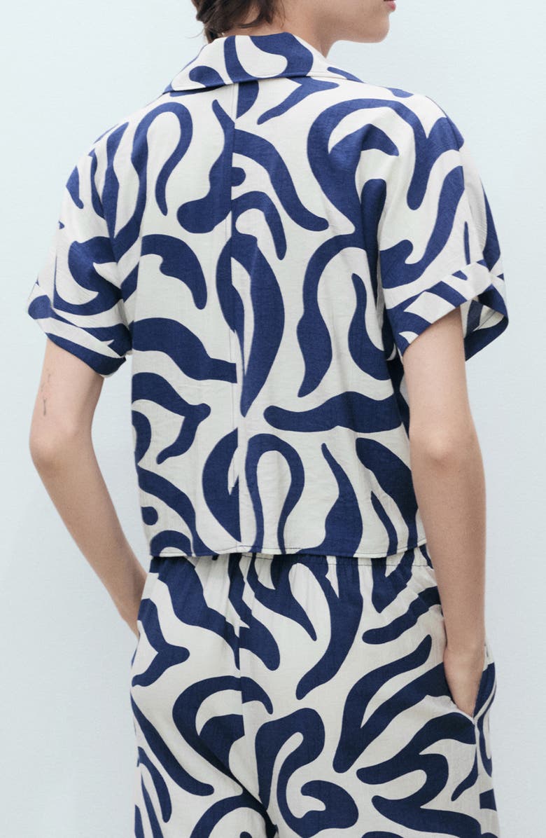 MANGO Print Tie Hem Crop Shirt, Alternate, color,