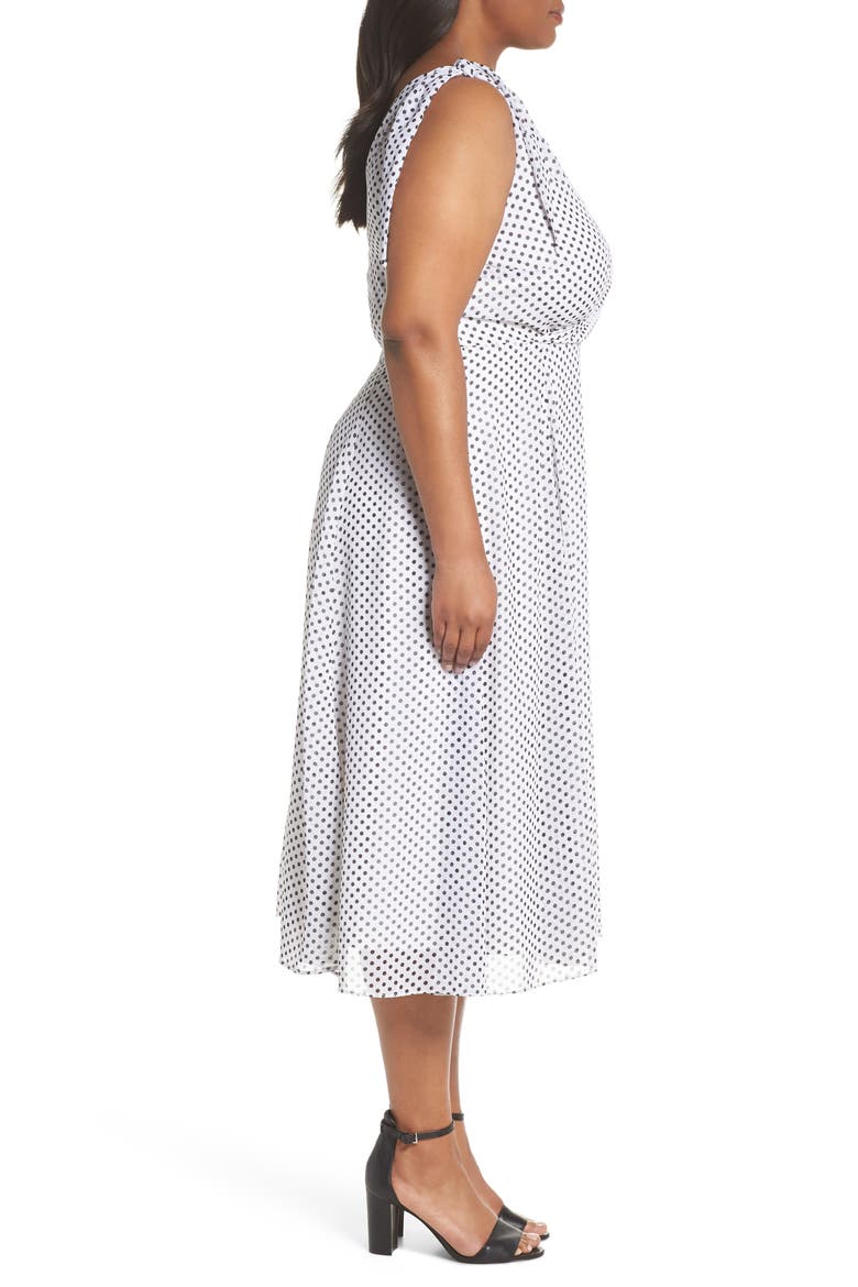 Alika Dot Fit & Flare Dress, Alternate, color, IVORY