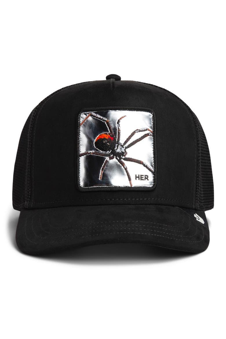 Silver Spider Patch Snapback Trucker Hat, Alternate, color, VOID