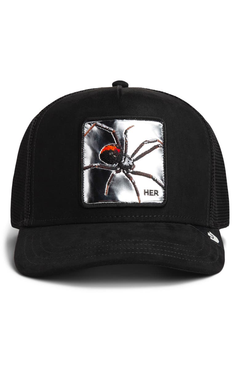 Goorin Bros. Silver Spider Patch Snapback Trucker Hat, Alternate, color, Void