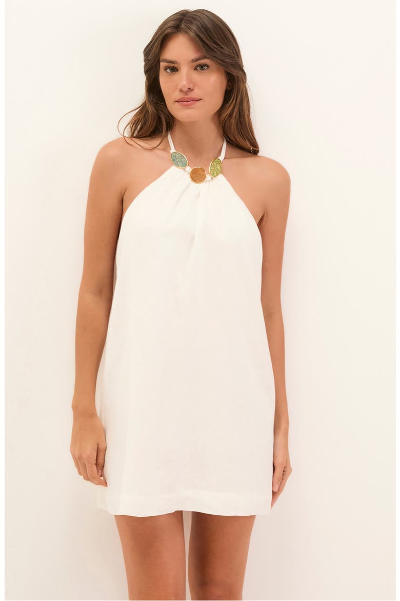 Aiden Linen & Cotton Cover-Up Dress, Alternate, color, WHITE