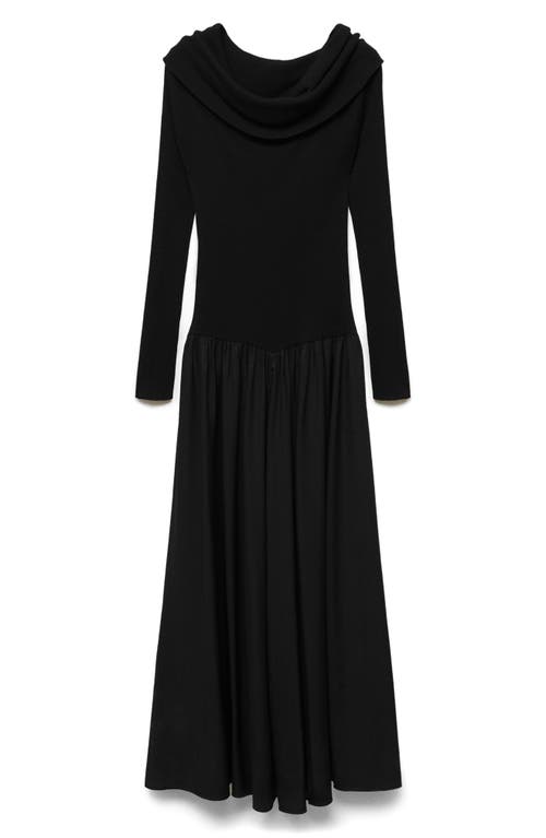 Shop Mango Off The Shoulder Long Sleeve Maxi Dress In Black
