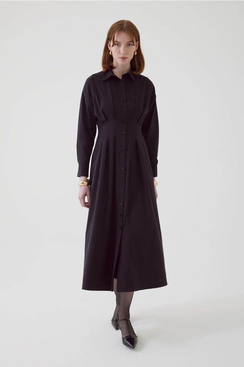 Billie Midi Dress, Main, color, BLACK