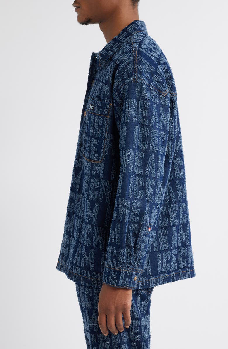 ICECREAM Echo Oversize Fil Coupé Button-Up Shirt Jacket, Alternate, color, Blue Moon