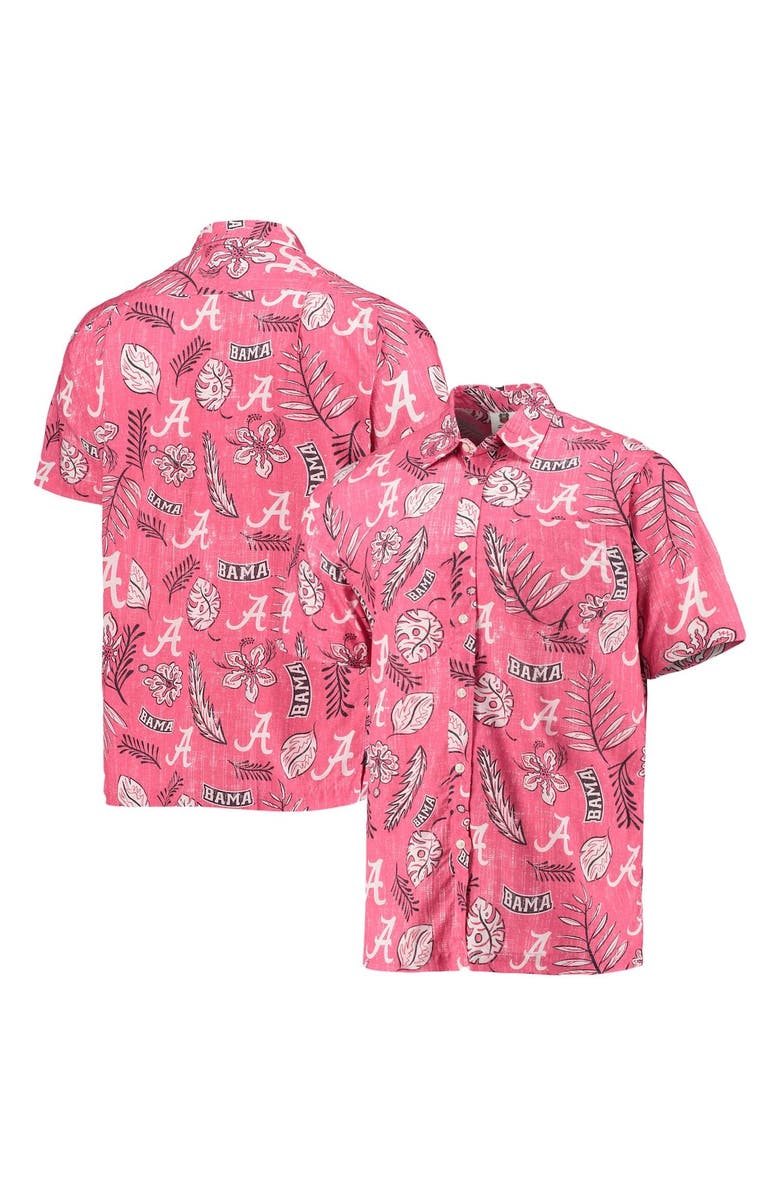 Wes & Willy Men's Wes & Willy Crimson Alabama Crimson Tide Vintage Floral Button-Up Shirt, Main, color, 