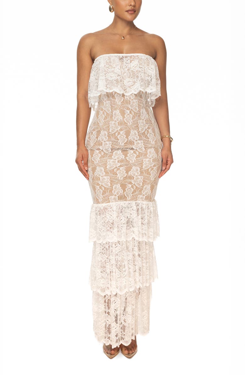 JLUXLABEL Fairytale Ending Ruffle Lace Gown, Alternate, color, 