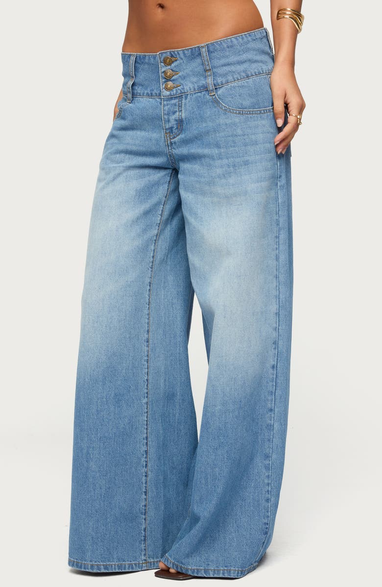 EDIKTED Wide Waist Low Rise Baggy Jeans, Alternate, color, Light-Blue