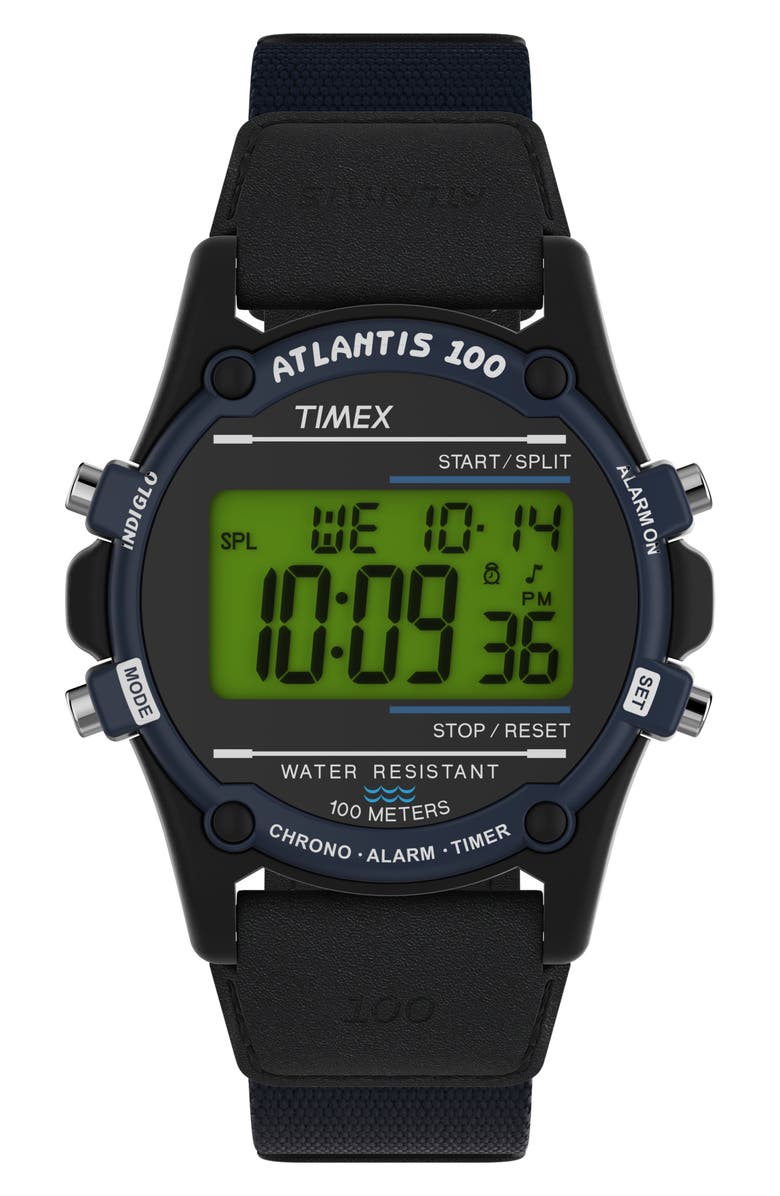 Timex<sup>®</sup> Atlantis Chronograph Fabric Strap Watch, 40mm, Main, color, 