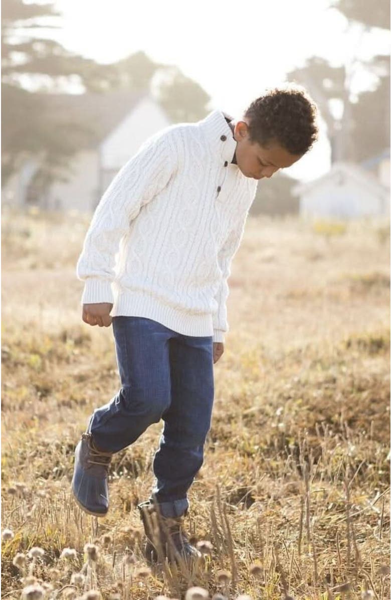 Hope & Henry Boys' Organic Mock Neck Cable Sweater, Kids, Alternate, color, Soft White