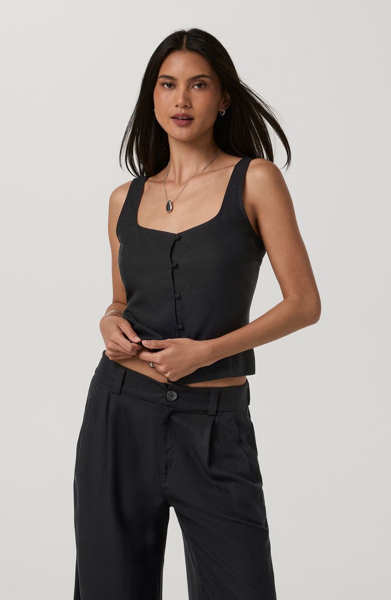 Vuori Trestles Twill Button Tank, Alternate, color, Black