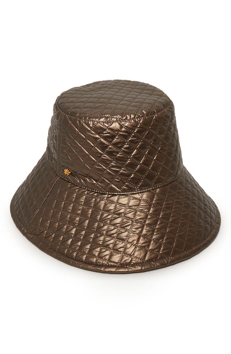 Lele Sadoughi Metallic Quilted Bucket Hat, Main, color, Bronze