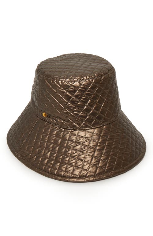 Lele Sadoughi Metallic Quilted Bucket Hat In Brown
