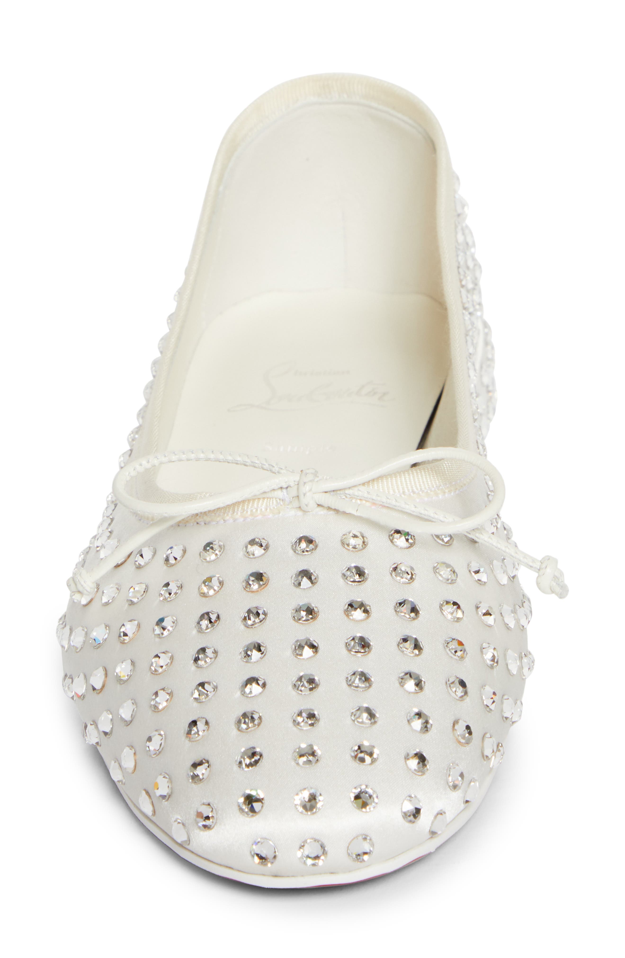 Christian Louboutin Sweetie Jane Crystal Embellished Ballerina Flat, Alternate, color, Version Ivory