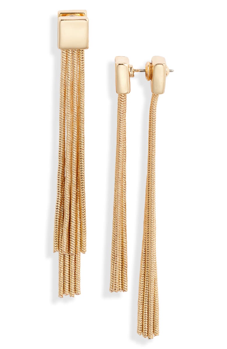 Nordstrom Chain Fringe Front/Back Earrings, Main, color, Gold