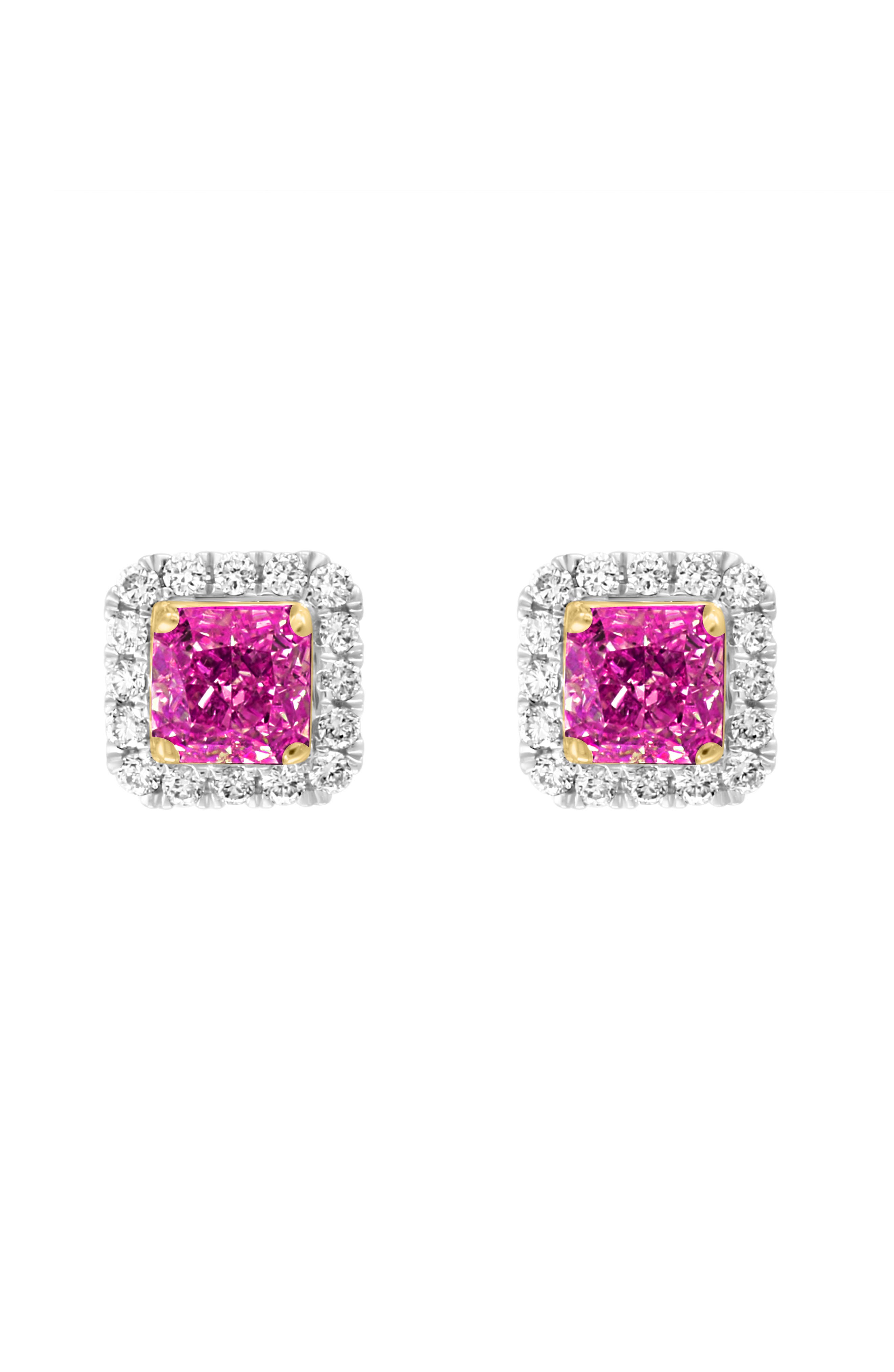 EFFY Diamond Halo Ruby Stud Earrings