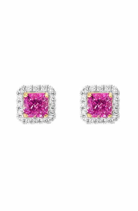 EFFY Diamond Halo Ruby Stud Earrings
