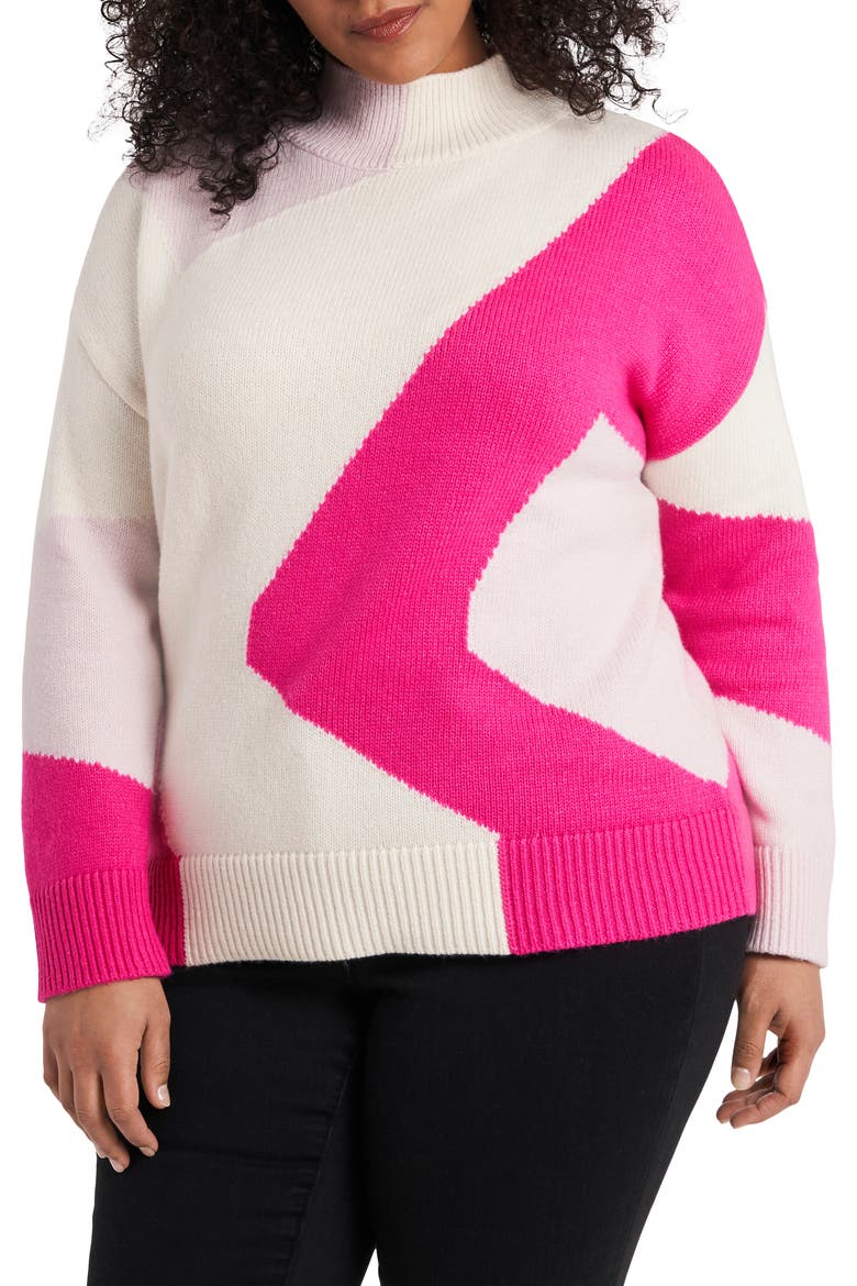 Mod Intarsia Knit Sweater, Main, color, LEGACY PINK
