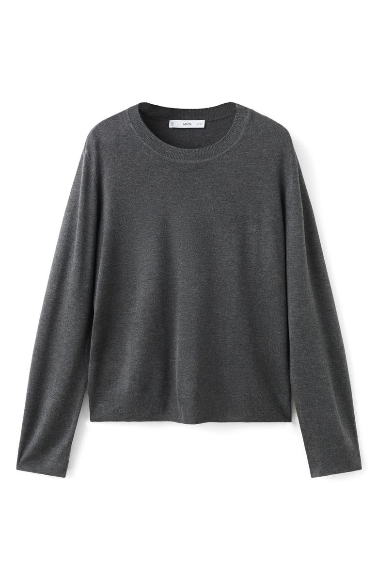MANGO Fine Knit Crewneck Sweater, Main, color, Dark Heather Grey