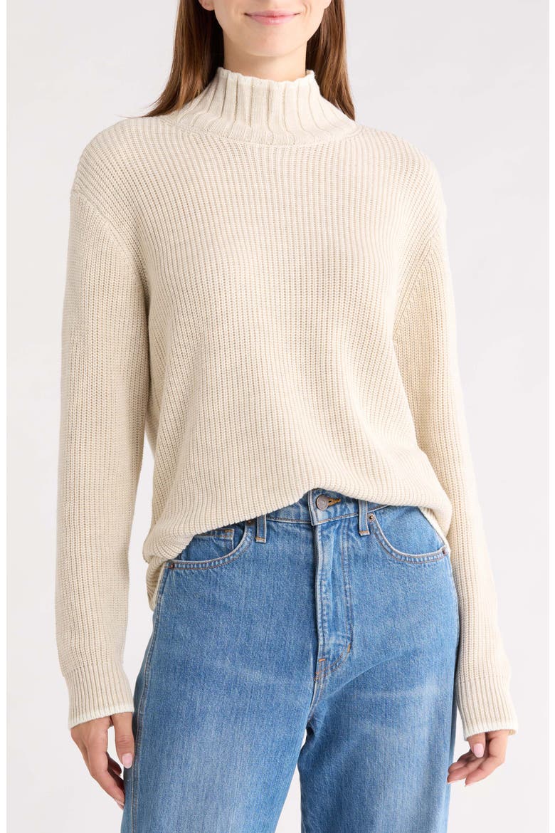 Mixed Stitch Turtleneck Sweater, Main, color, MALTED