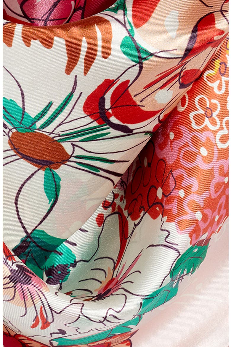 Floral Bouquet Silk Square Scarf, Alternate, color, BEACH PINK