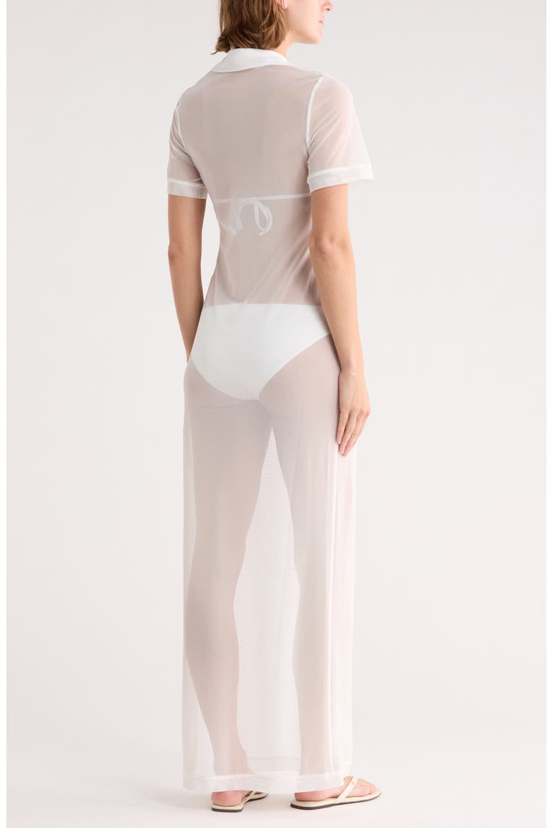 Sheer Mesh Cover-Up Shirtdress, Alternate, color, WHITE