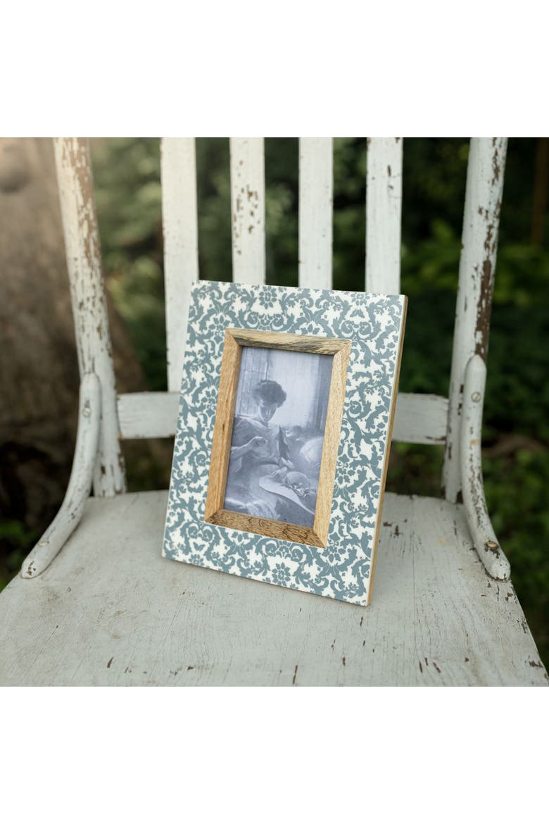 4x6 Damask Decorative Gray Blue Mango Wood Picture Frame, Alternate, color, Blue
