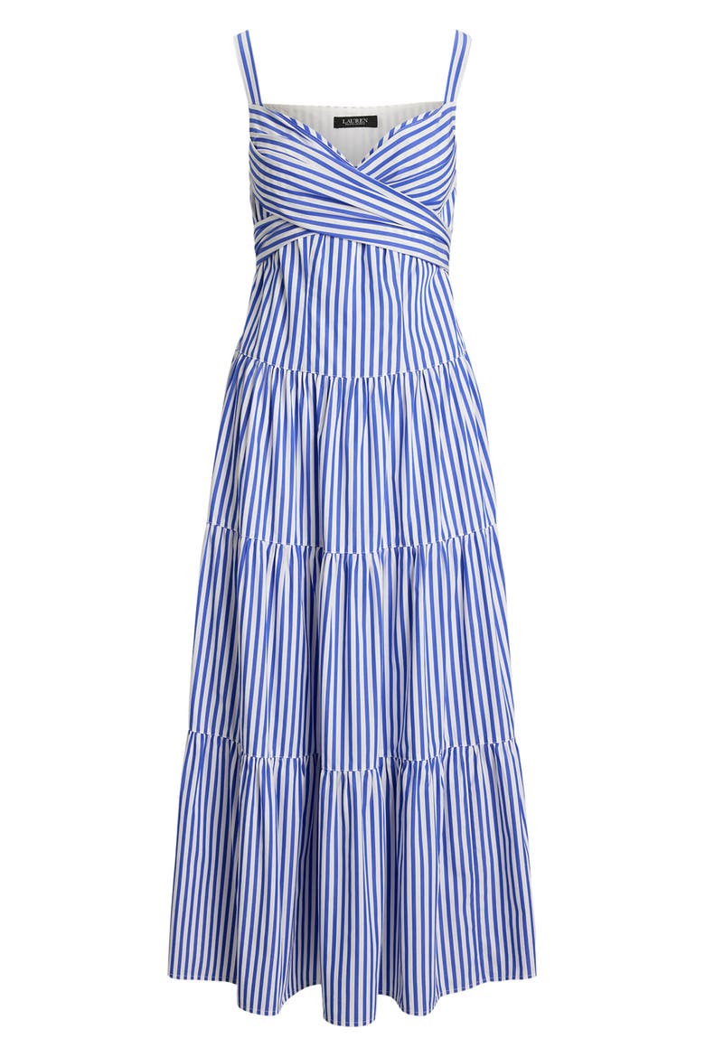 Stripe Tiered Cotton Broadcloth Sundress, Alternate, color, BLUE/ WHITE