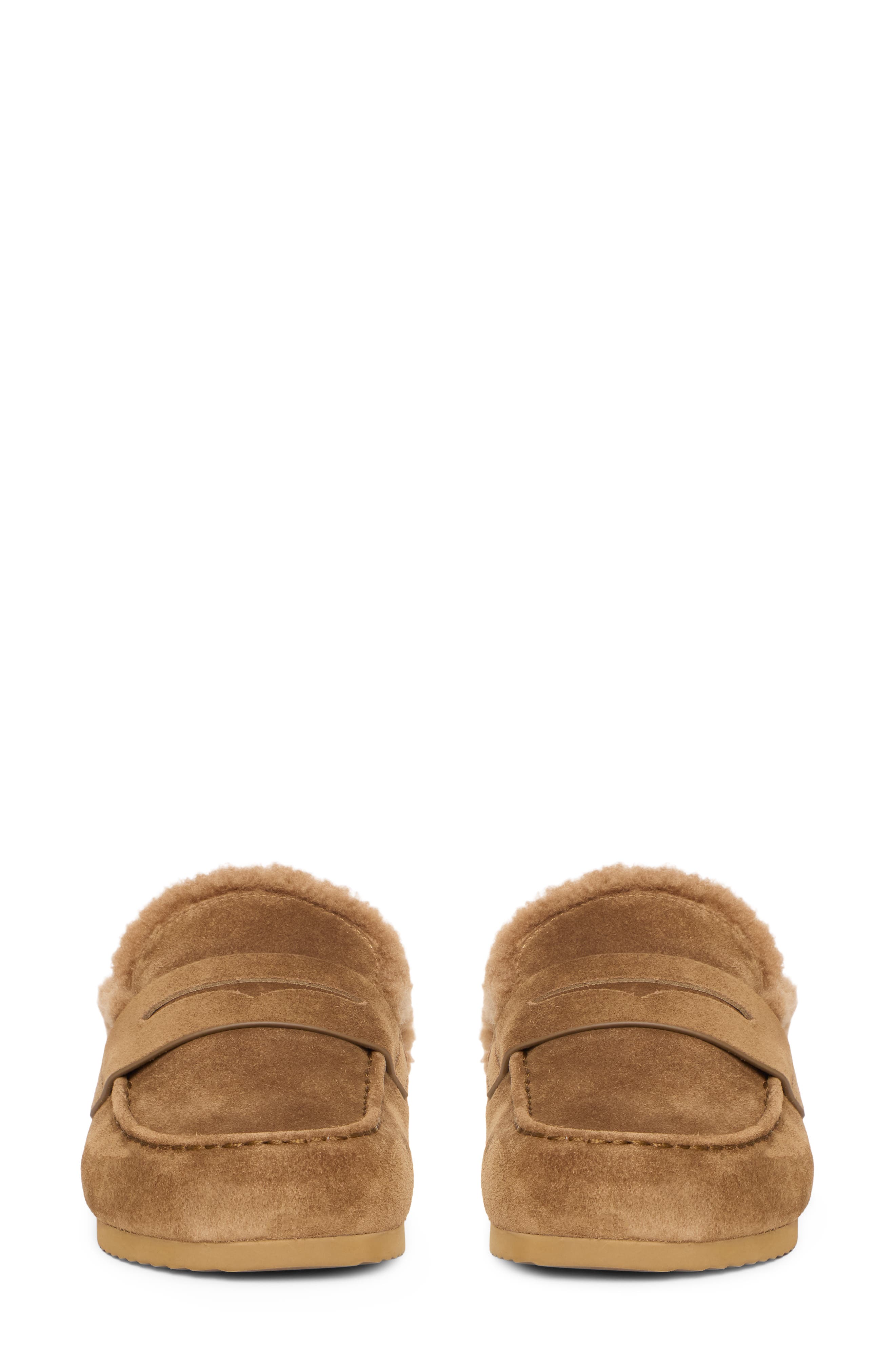 Wynn Faux Fur Lined Leather Loafer Mule, Alternate, color, CHESTNUT