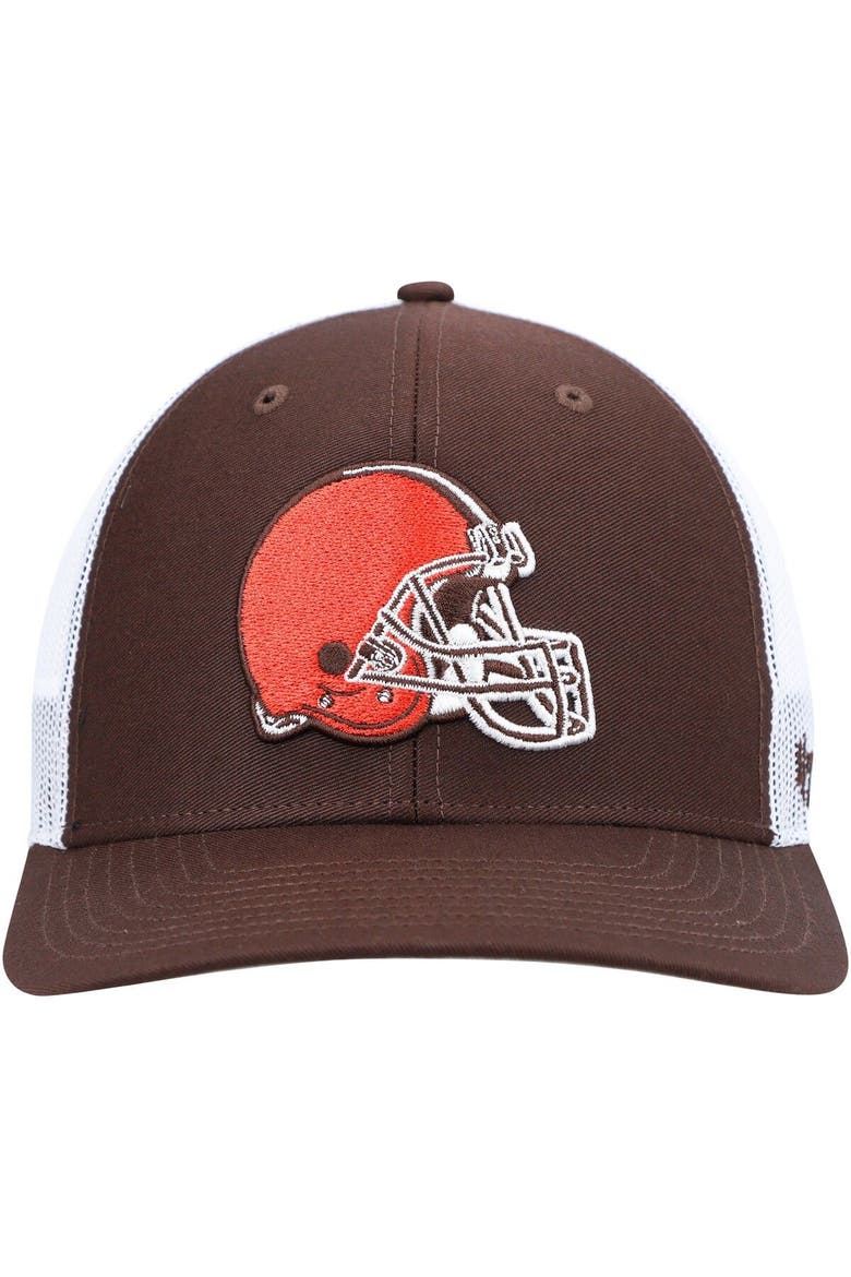 Men's '47 Brown/White Cleveland Browns Trucker Snapback Hat, Alternate, color, Brown
