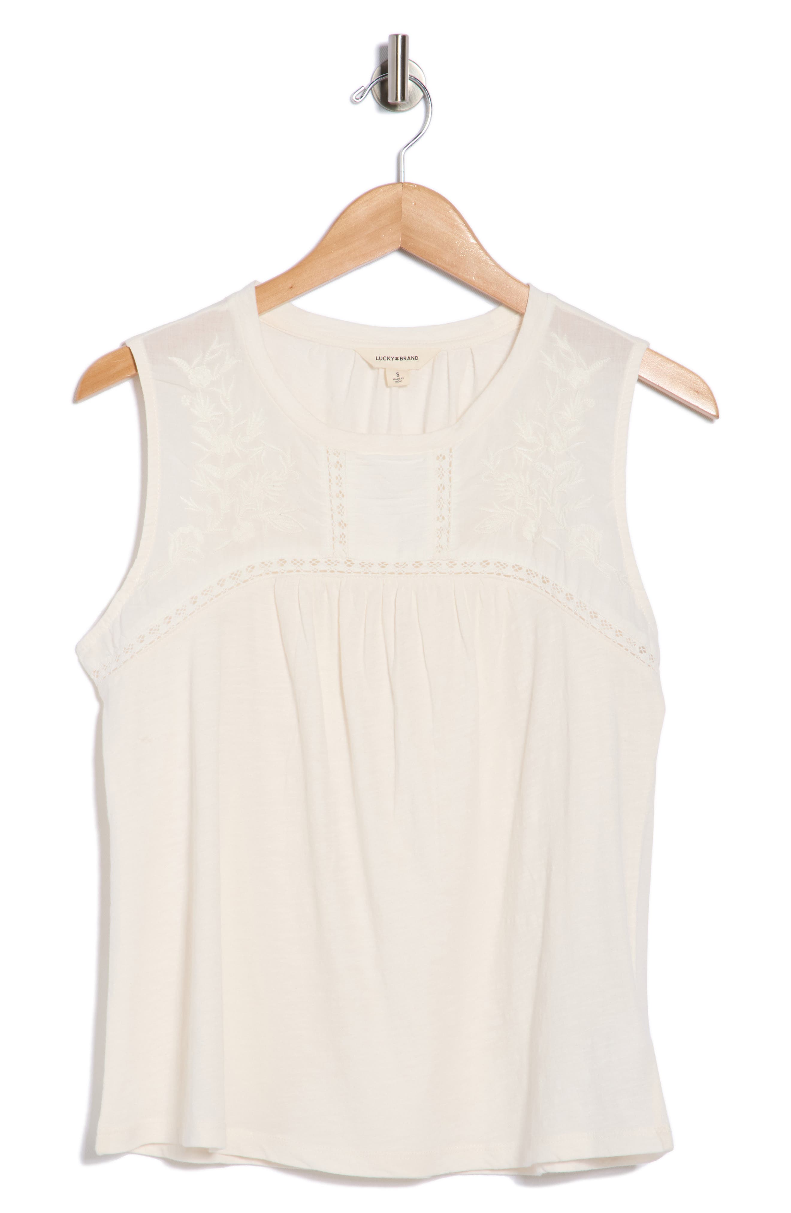 Lucky Brand Embroidered Yoke Cotton Tank