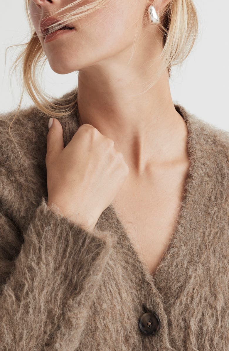 Madewell Brushed V-Neck Cardigan Sweater, Alternate, color,