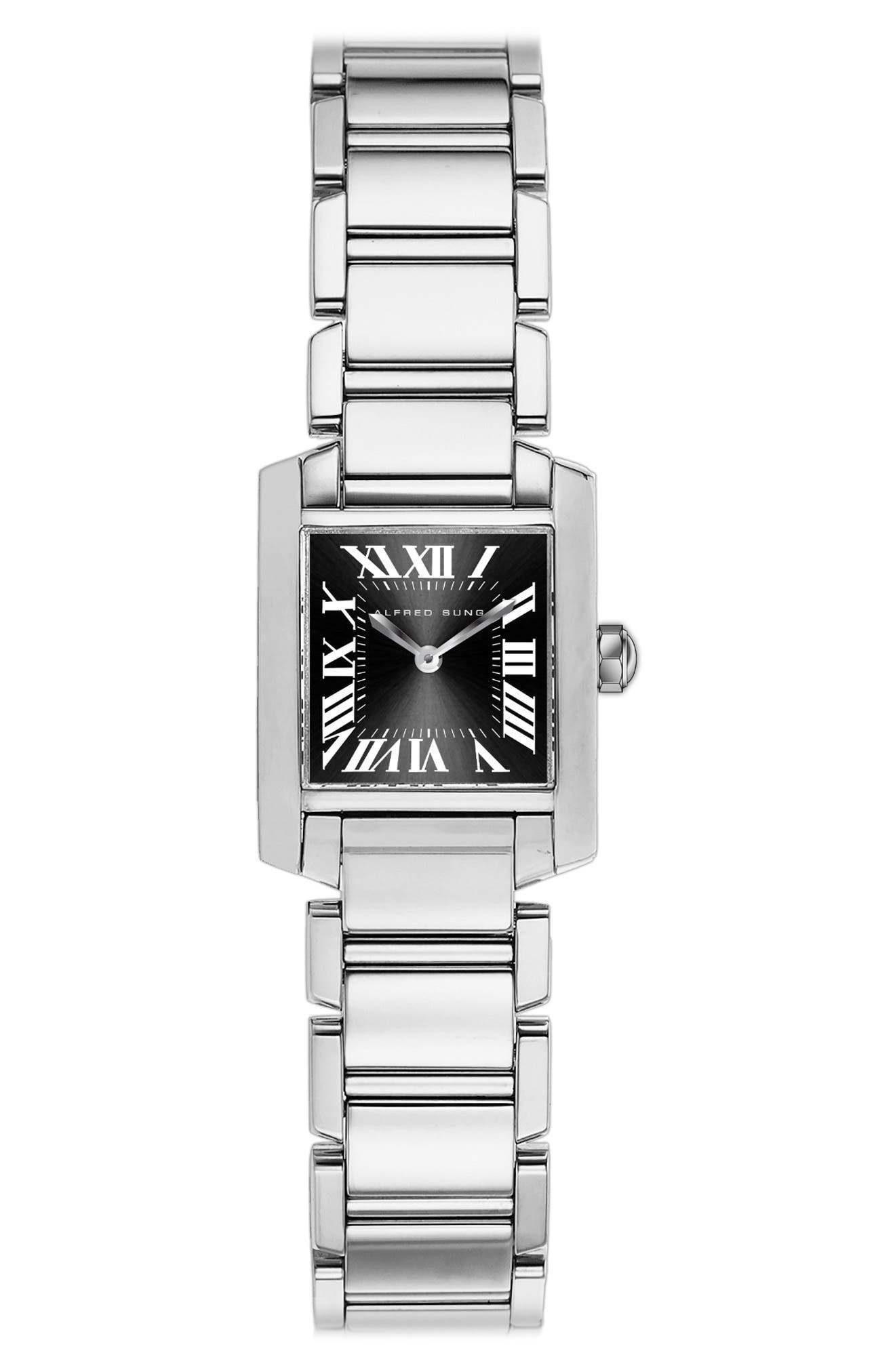 Alfred Sung Mini Square Two-Hand Quartz Bracelet Watch, 20mm x 20mm