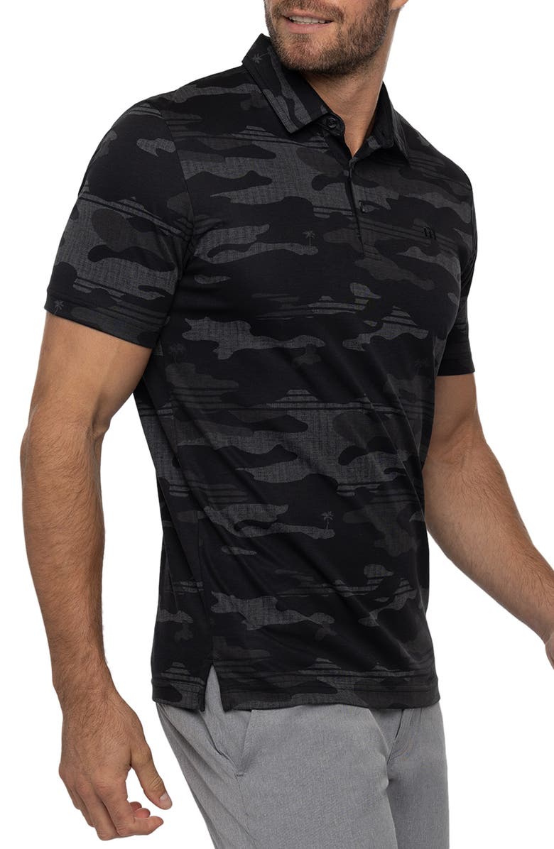 TravisMathew Beachside Stealth Camo Polo, Alternate, color, Black