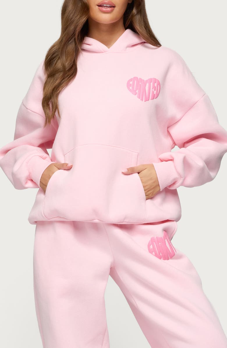 EDIKTED Major Love Logo Hoodie, Main, color, Light-Pink