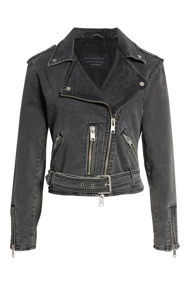 Balfern Denim Biker Jacket, Alternate, color, WASHED GREY