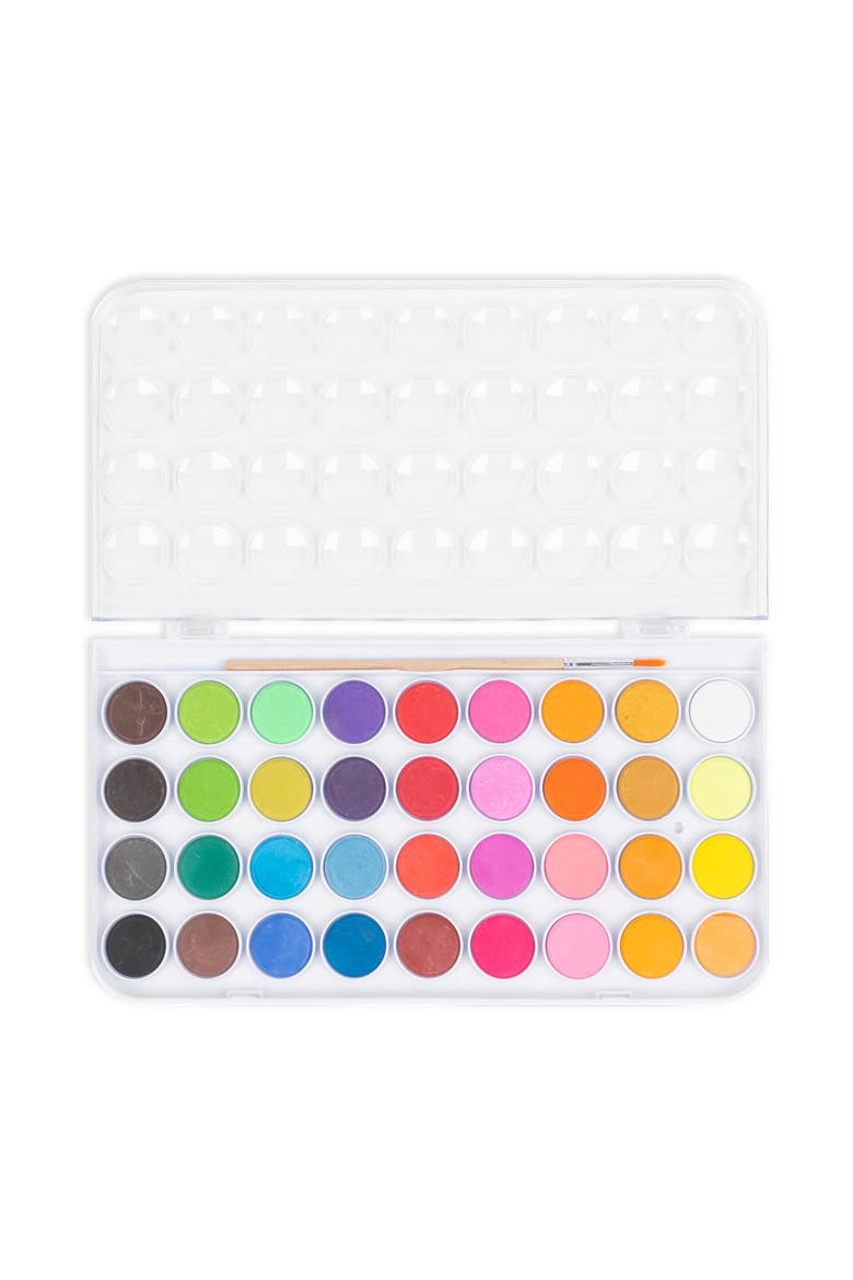 Vibrant Watercolor Set 36 Colors, 1 Brush, Nontoxic, Alternate, color, Multicolored