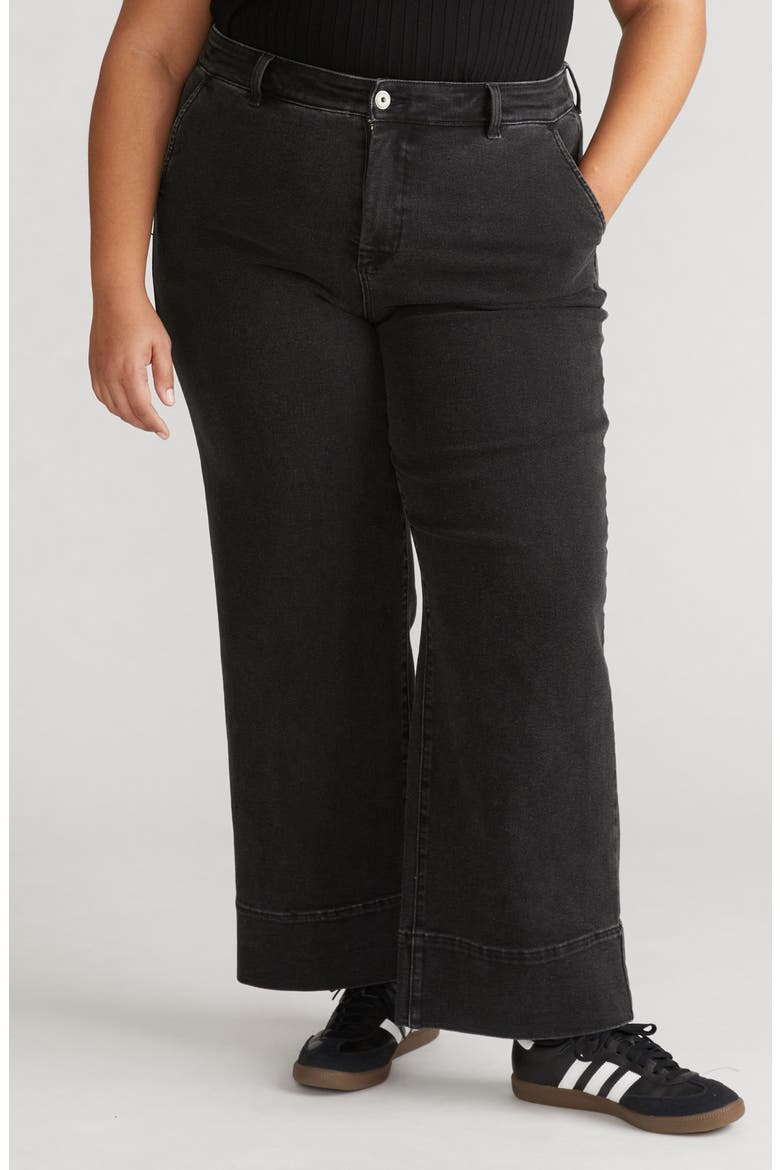 Carol High Waist Stretch Wide Leg Jeans, Main, color, BROKEN BLACK