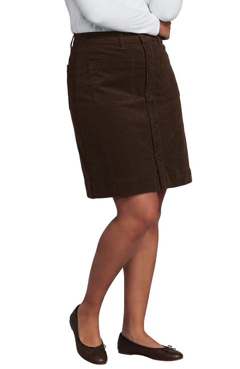 Plus Size Corduroy Mid Rise Button Through Above The Knee Skirt