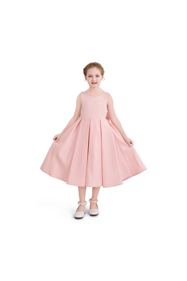 Satin Bow-Back Dress, Alternate, color, Pink