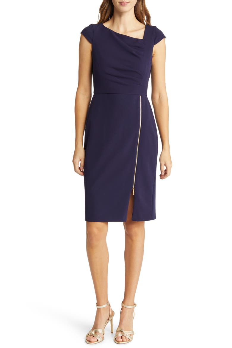 Side Zip Sheath Dress, Main, color, MIDNIGHT NAVY