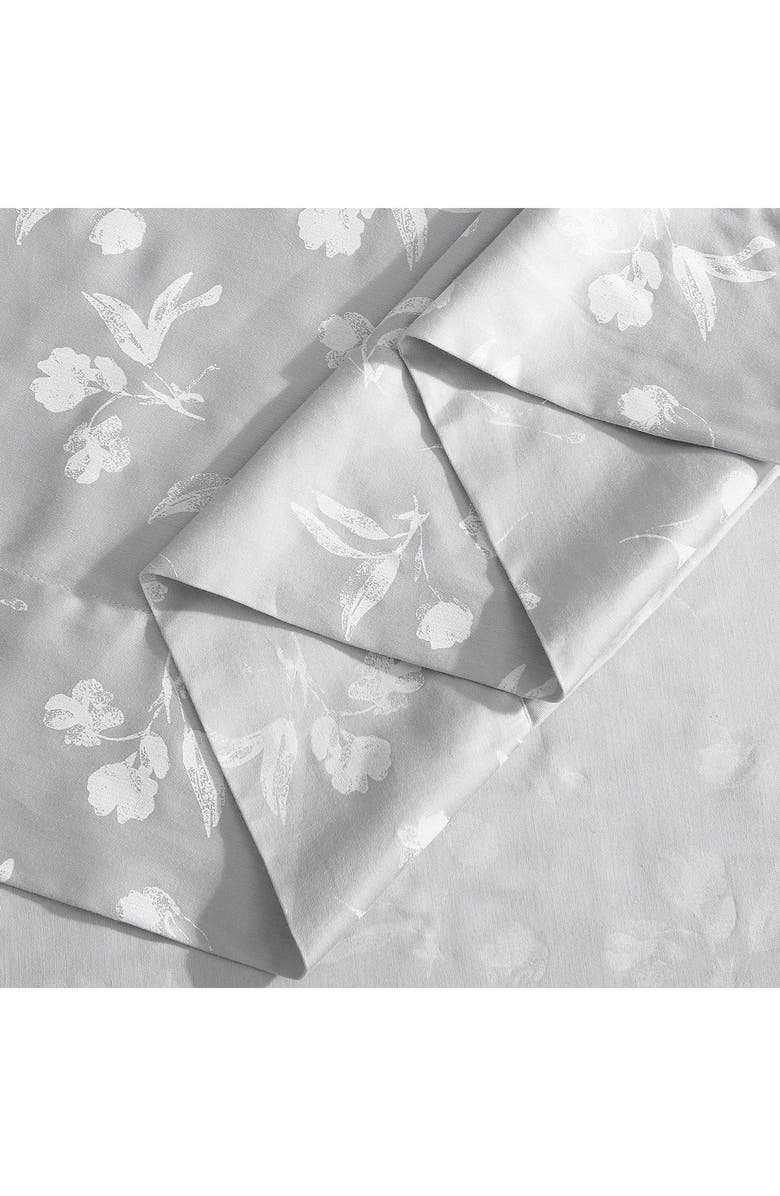 Calvin Klein White Flowers 300 Thread Count Sateen Sheet Set, Alternate, color, Plum