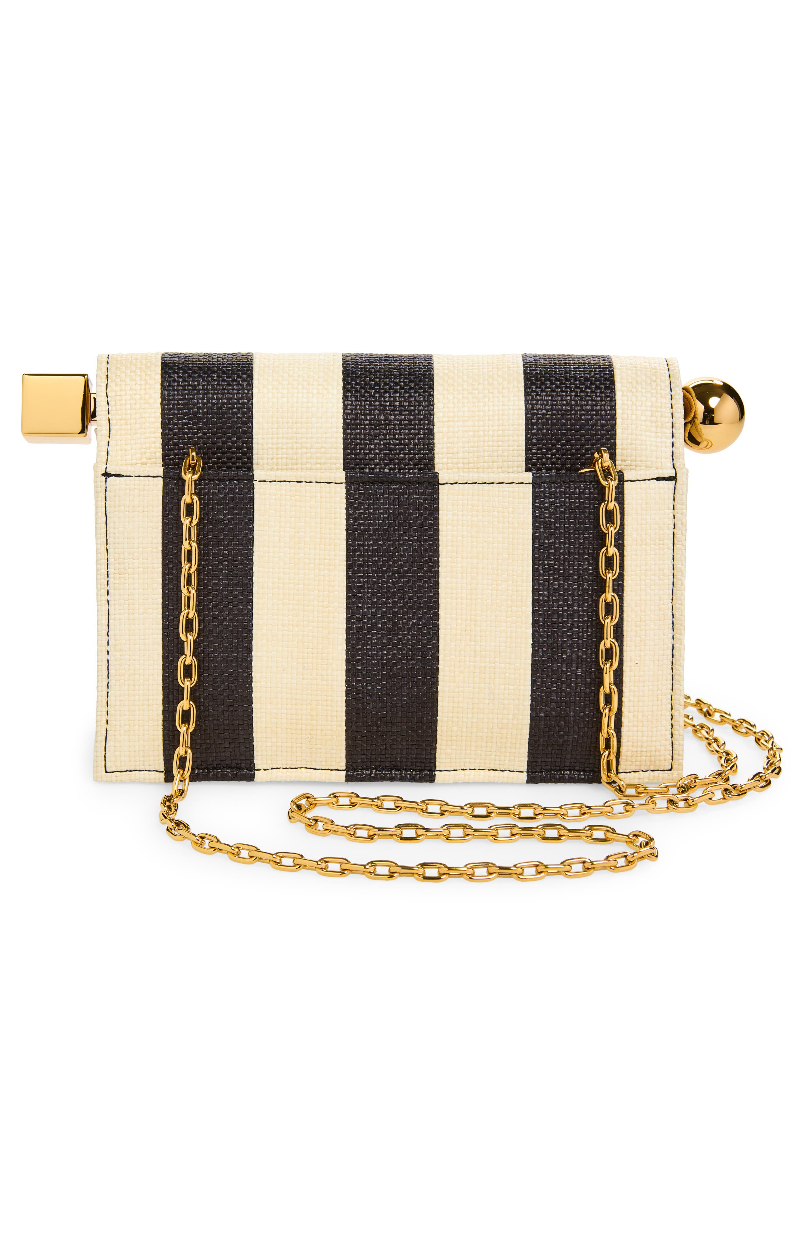 Jacquemus La Petite Pochette Rond Carré Nylon Clutch, Alternate, color, Natural / Black 1Fy