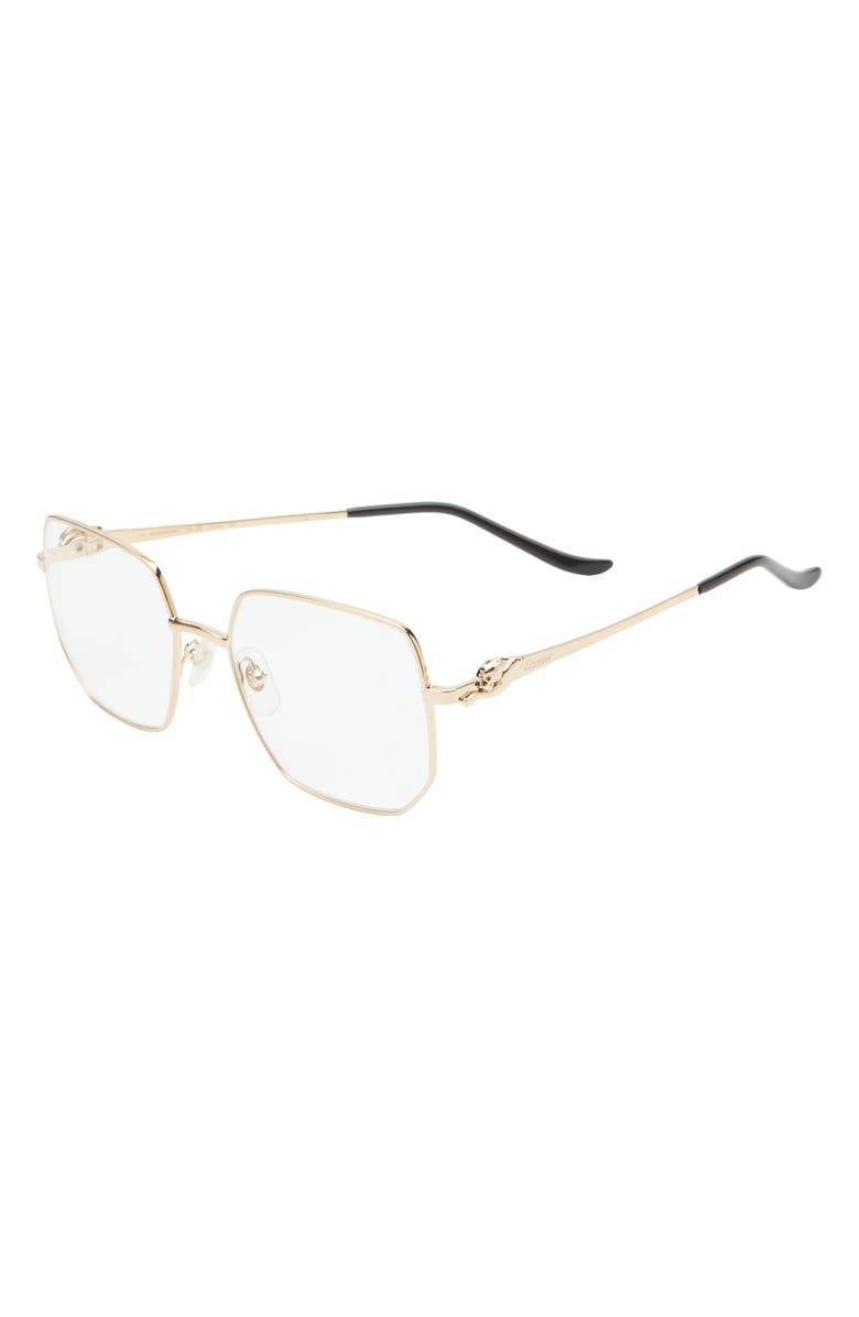Cartier 57mm Rectangular Optical Glasses, Alternate, color,